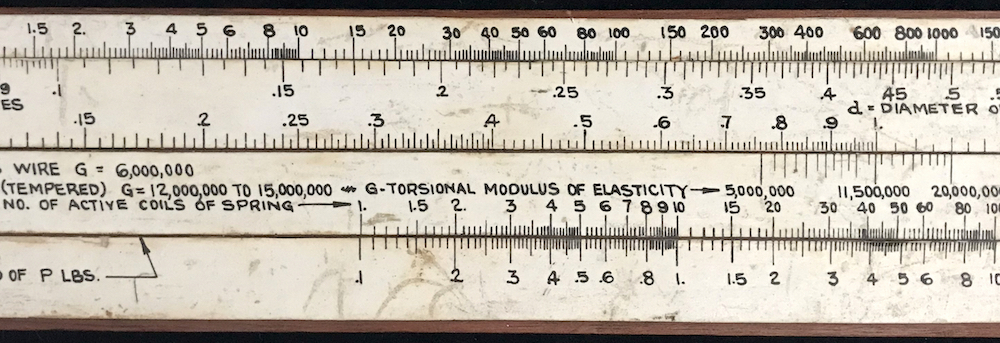 Calculation on the Baetzmann slide rule.