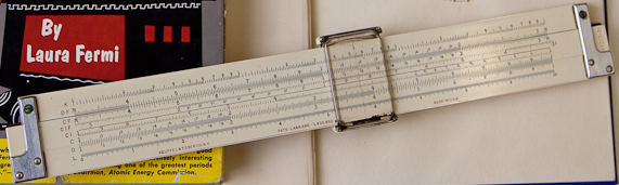 Closeup of Fermi’s slide rule.