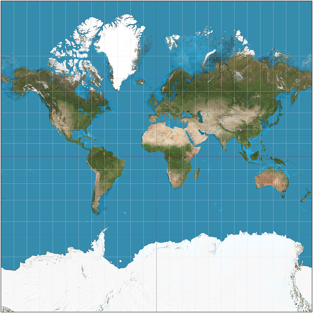 World Map with Mercator Projection.